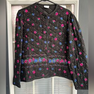 Vintage RUSS Quilted Floral Jacket Women’s Med – Cottagecore Puff Sleeve- Button